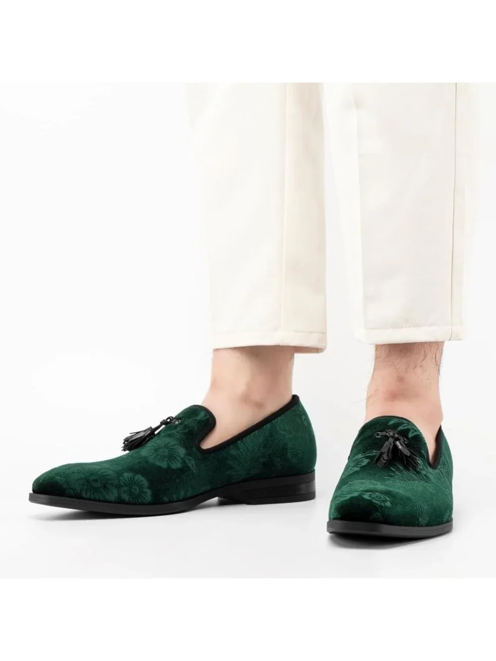 JITAI Men's Green30 Rubber Loafers Tassels Spikes Comfortable Wedding Prom Shoes